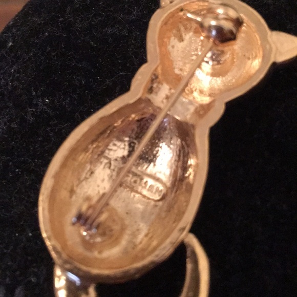 Vintage Roman rhinestone goldtone Kitty Cat Brooch - Picture 5 of 5